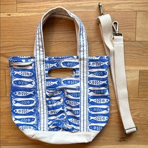Free People Caravan Printed Mini Tote-Blue Fish Print